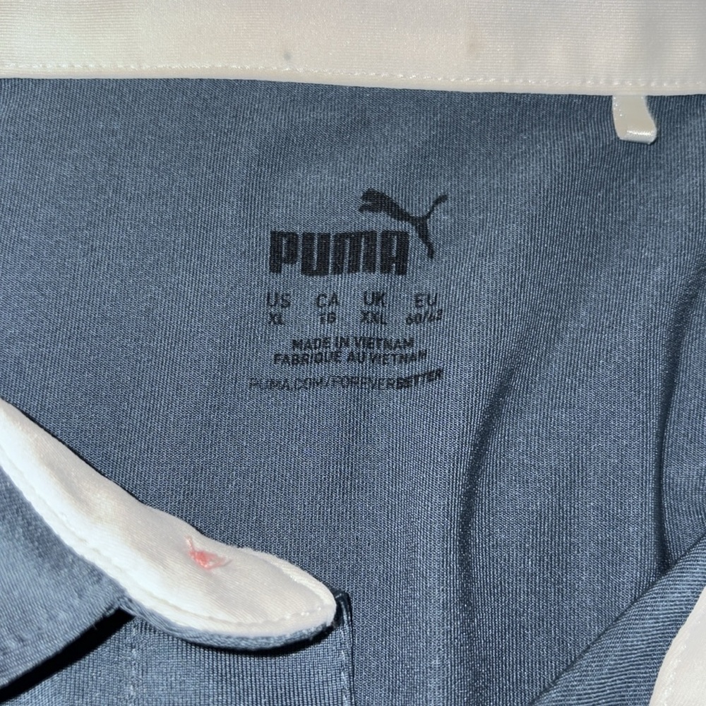 Puma Men's Blue/light gray and Pink Striped Polo Shirt. XL. Great condition. - Picture 5 of 5
